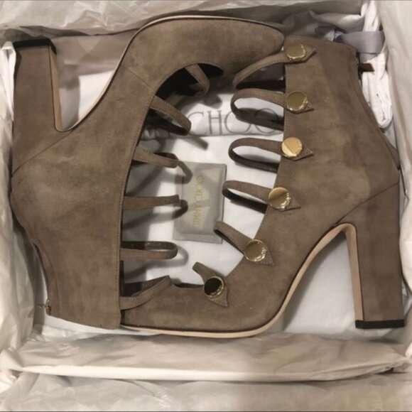 Jimmy Choo Venice 100 Suede Bootie in Light Mocha - Picture 5 of 14